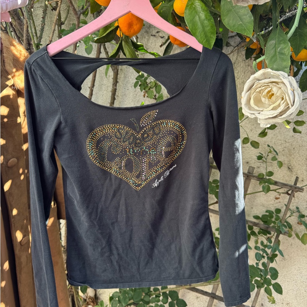 Apple Bottoms Black Long Sleeve Top with Gold Accents